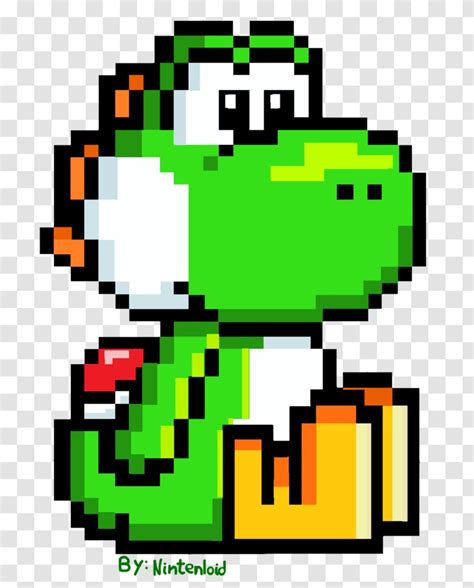 Mario & Yoshi 8-bit 16-bit - Pixel Art - Yoshi's Island Super Advance 3 Transparent PNG