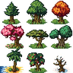 [OC] 32x32 Trees Practice : PixelArt | Pixel art landscape, Pixel art ...