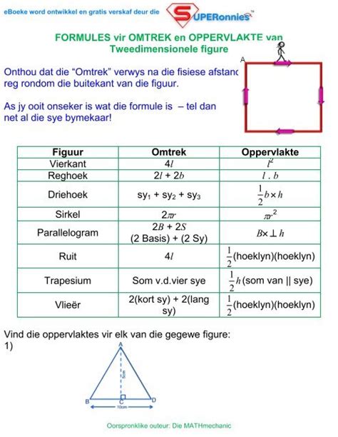 FORMULES vir OMTREK en OPPERVLAKTE van ... - Huisgenoot