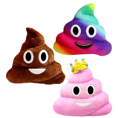 Emoji Grande Oreiller Set De 3 En Forme De Caca - Coussin De Peluche Doux Souple - 30x30cm, En ...