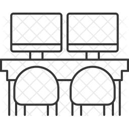 Computer Desk Icon - Download in Line Style
