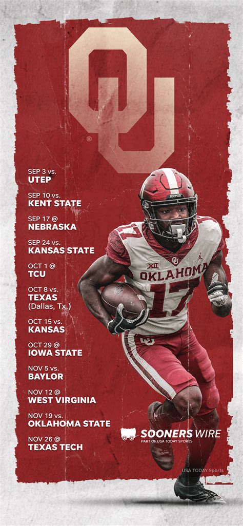 2022 Oklahoma Sooners Football Schedule: Downloadable Phone Wallpaper