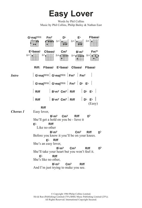 Easy Lover by Phil Collins - Guitar Chords/Lyrics - Guitar Instructor