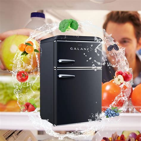 Galanz Retro Compact Mini Fridge with Freezer, 2-Door, Energy Efficient ...