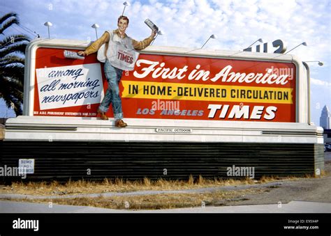 Billboard promoting the Los Angeles Times newspaper in downtown Los ...