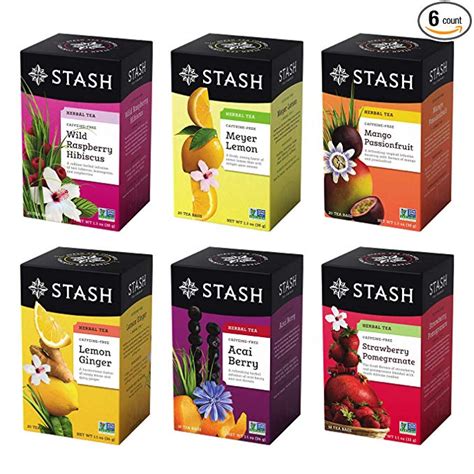 Stash Tea, Fruity Herbal Tea Six Flavor Assortment, 116 Count Tea Bags ...