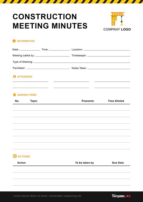 Minutes Of Meeting Format For Construction