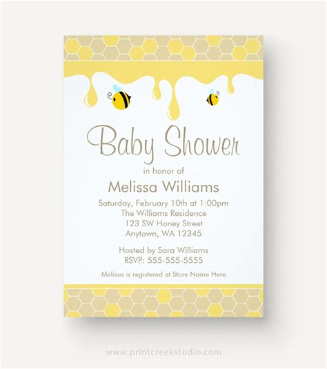 5 Cute Bumble Bee Baby Shower Invitations - Print Creek Studio Inc