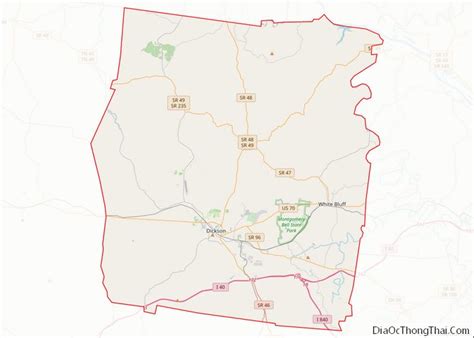 Map of Dickson County, Tennessee - Thong Thai Real