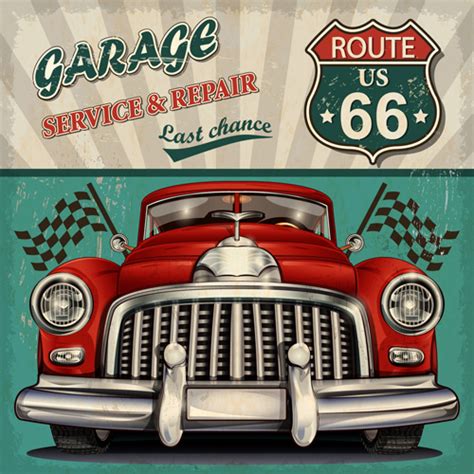 Car posters vintage style vector material 01 - Vector Car, Vector Cover free download