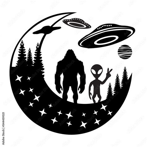 Illustrazione Stock Alien Under The Moon Svg Alien Svg Big Foot Svg | The Best Porn Website