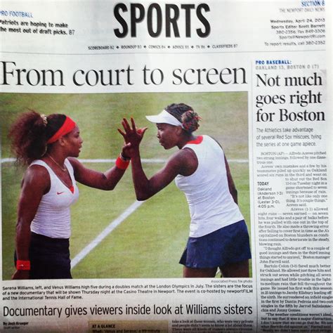 "Venus and Serena", Newport Daily News Sport Cover, April 2013 - newportFILM