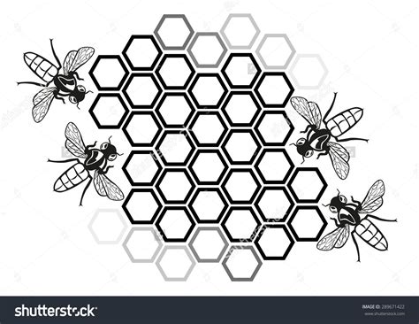 Flat Honey Bee Honeycomb Illustration Silhouette Stock Vector (Royalty Free) 289671422 ...