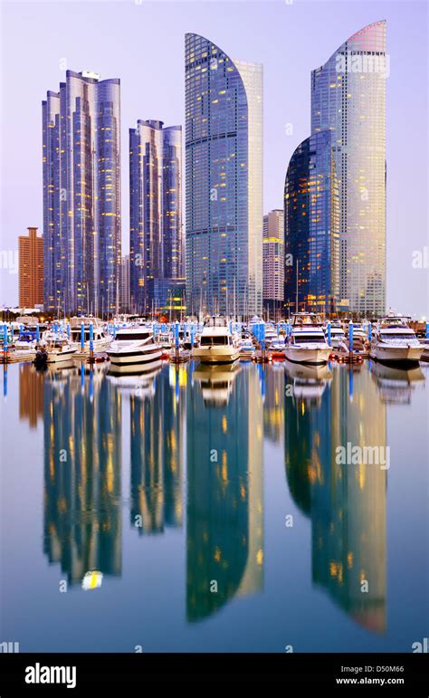 Skyline of Busan, South Korea at night Stock Photo - Alamy