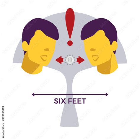 Transmission virus. Person-to-person spread. Coronavirus. COVID-19. Six feet distance ...