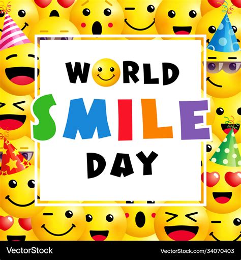 World smile day with smile icons Royalty Free Vector Image