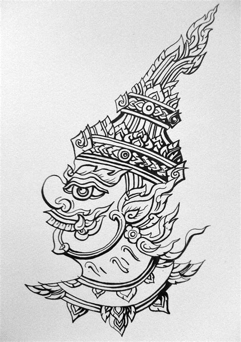 Thai art (lineart) by tyrantwyvern on deviantART | ภาพวาดหมึก, ศิลปะโบราณ, ภาพศิลป์