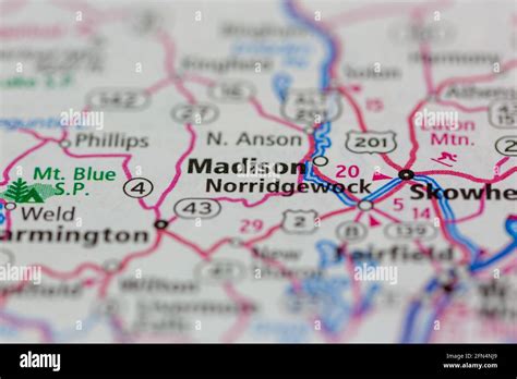 Madison Maine USA shown on a Geography map or road map Stock Photo - Alamy