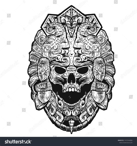 Decorated Aztec Skull Vector Illustration Stock Vector (Royalty Free ...