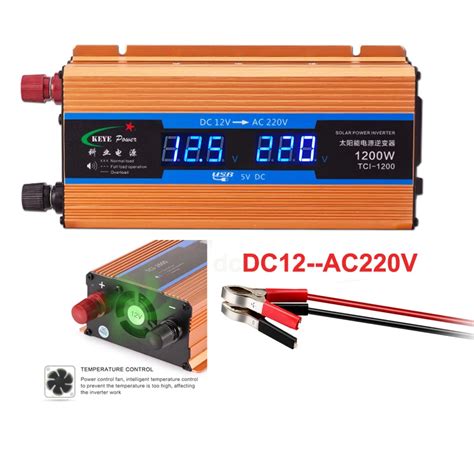 Professional 1200W Car inverter 12 V 220 V Voltage Converter 12v to 220v Car Charger Volts ...