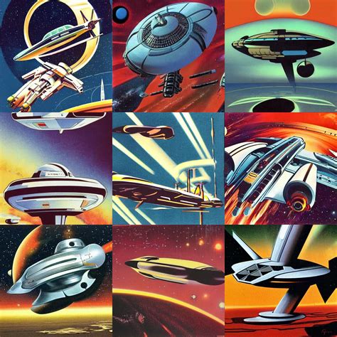 retro sci-fi spaceship, 1970s, artwork | Stable Diffusion