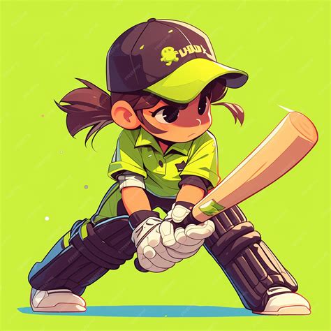 Premium Vector | A Lincoln girl plays cricket in cartoon style