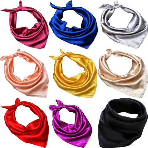 Women Lady Solid Color Soft Wrap Scarf Real Silk Square Scarves Head ...