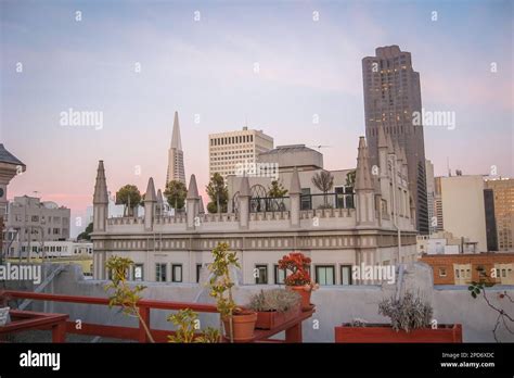 Downtown city skyline during dusk Stock Photo - Alamy