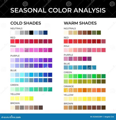 Seasonal Color Analysis Color Palette With Cold And Warm Shades ...