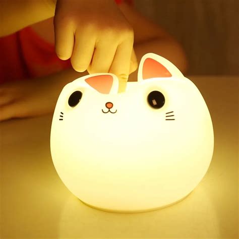 Colorful silicone cat Night light LED USB lamp Cute Animal Soft Cartoon Lamps Fine Gift For ...