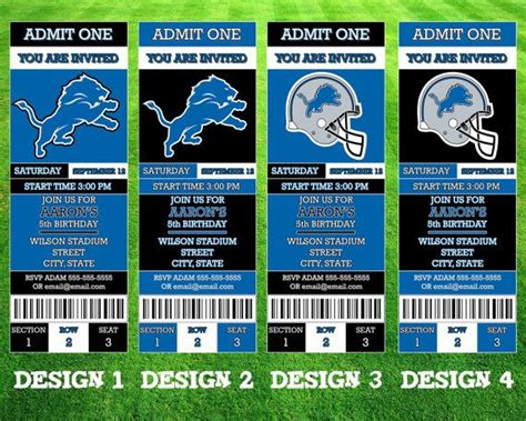 Detroit Lions Ticket Invitation | Detroit lions tickets, Detroit lions ...