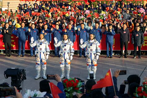 China's youngest-ever crew of astronauts heads to space station