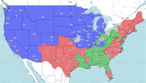 Green Bay @ Detroit Broadcast Map (Packers game in blue) : r ...