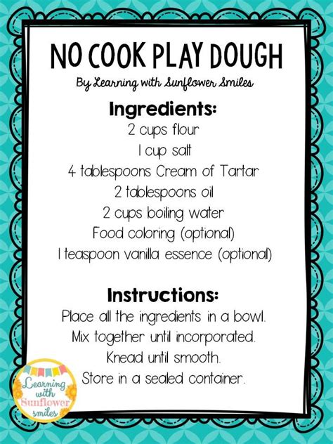 Learning with Sunflower Smiles: So Easy, No Cook Play Dough | Playdough ...