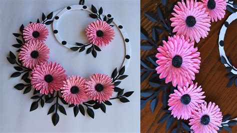 Paper Flower Wall Hanging- Easy Wall Decoration Ideas - Paper craft - DIY Wall Decor - YouTube