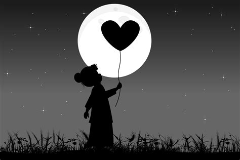 Cute Girl and Moon Silhouette Landscape Graphic by curutdesign · Creative Fabrica