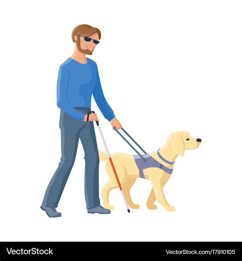 Blind Person Walking With Dog