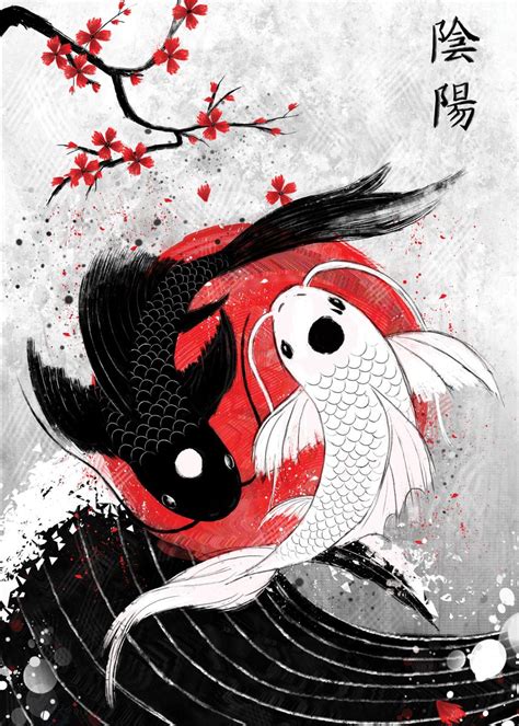 'Koi Fish Yin Yang RubyArt' Poster, picture, metal print, paint by Ruby ...