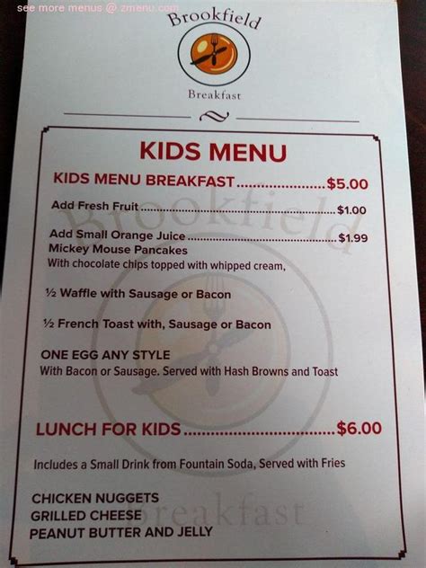 Online Menu of Brookfield Breakfast Restaurant, Brookfield, Illinois ...