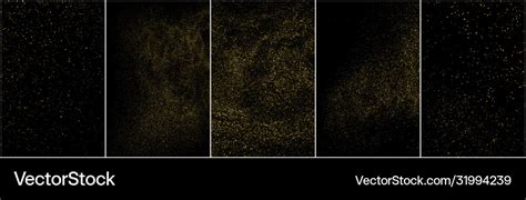 Set gold glitter texture isolated on black Vector Image