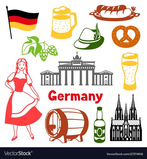 German icons set germany national traditional Vector Image