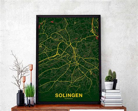 SOLINGEN Germany map poster color Hometown City Print Modern Home Decor Office Decoration Wall ...