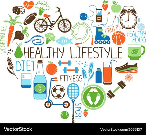 Healthy lifestyle diet and fitness heart sign Vector Image