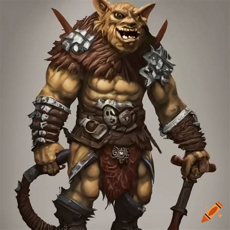 Illustration of a bugbear barbarian on Craiyon