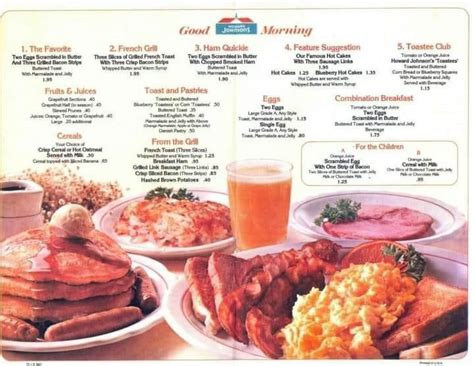 Howard Johnson’s breakfast menu from the 1970s : r/VintageMenus