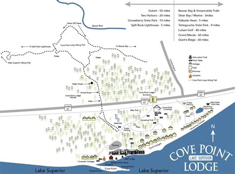 Onsite Resort Map of Cove Point Lodge on Lake Superior in Beaver Bay