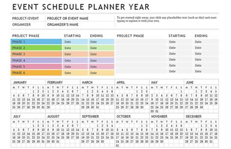 Activity Calendar Template Excel