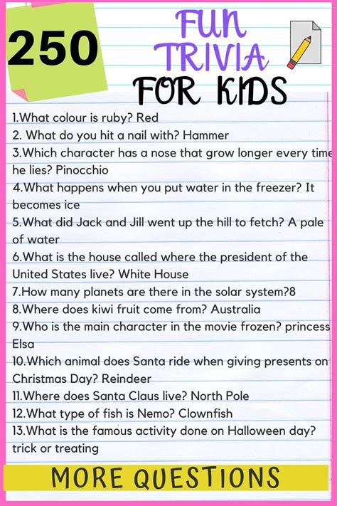 Trivia Questions For Kids | Trivia questions for kids, Fun trivia questions, Trivia questions ...