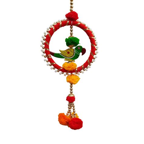 Parrot Pom Pom Side Door toran Traditional Art Handmade Door Bandarwal toran for Home Décor ...