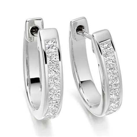 1 Carat Princess cut Diamond Hoop Earrings